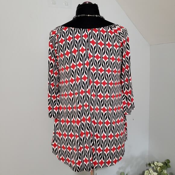 NEW Goldspark Geometric Scoop Tunic Red Blouse Small - Picture 2 of 10